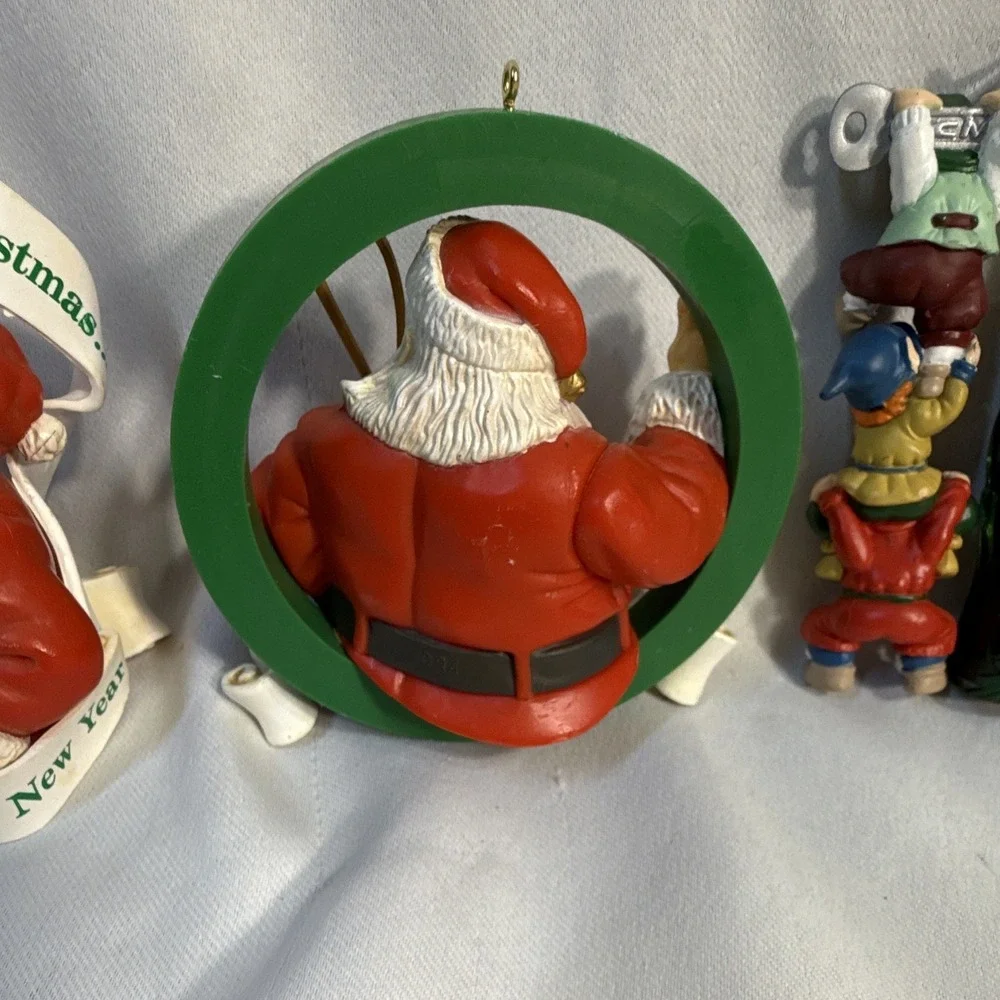 Coca-Cola Lot of 3 Christmas Ornaments Santa Elves Coke Bottle Advertising Red